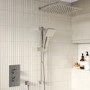 Chrome Dual Outlet Wall Mounted Thermostatic Mixer Shower with Hand Shower - Cube
