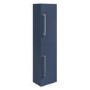 Double Door Blue Wall Mounted Tall Bathroom Cabinet with Chrome Handles 350 x 1400mm - Ashford