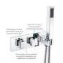 Chrome Dual Outlet Wall Mounted Thermostatic Mixer Shower with Hand Shower - Cube