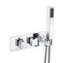 Chrome Dual Outlet Ceiling Mounted Thermostatic Mixer Shower with Hand Shower - Cube