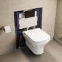 Palma Wall Hung Toilet 820mm Pneumatic Frame & Cistern & Matte Black Flush Plate