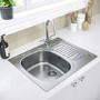 Single Bowl Inset Chrome Stainless Steel Kitchen Sink with Reversible Drainer - Essence Ava