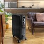 electriQ 2000W Oil Filled Radiator with Thermostat and 24 hr Timer - Black