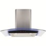 CDA 70cm Curved Glass Chimney Hood with LED Edge Lighting - Stainless Steel