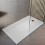 1400x800mm Stone Resin Low Profile Rectangular Walk In Shower Tray with Drying Area - Purity