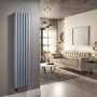 Light Grey Electric Vertical Designer Radiator 1.2kW with Wifi Thermostat - Double Panel H1600xW354mm - IPX4 Bathroom Safe