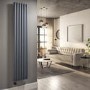 GRADE A2 - Anthracite Electric Vertical Designer Radiator 2kW with Wifi Thermostat - H1800xW354mm - IPX4 Bathroom Safe