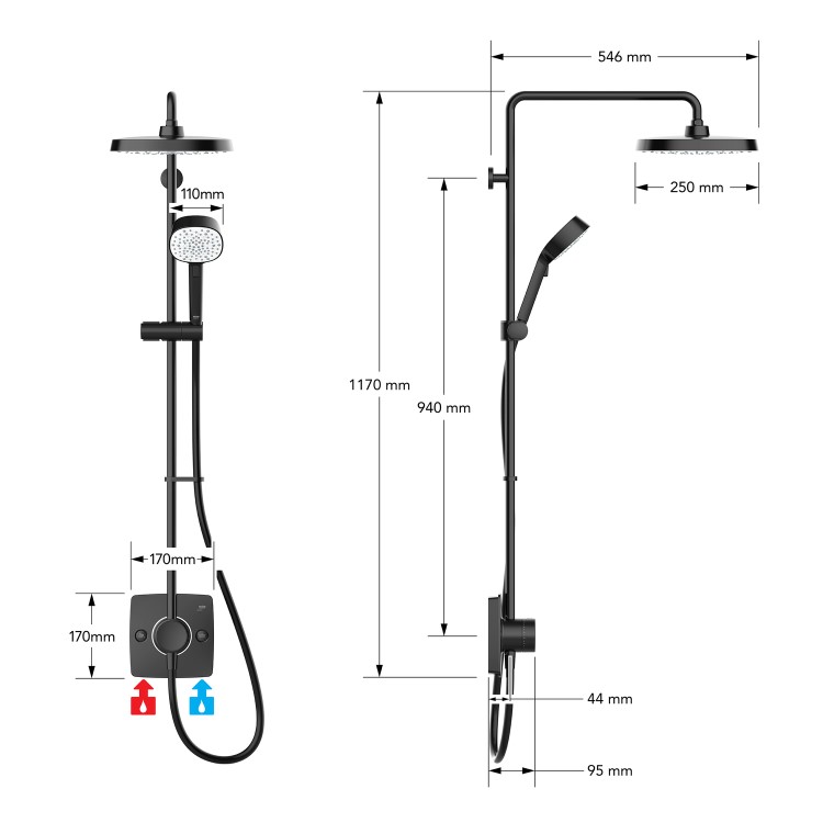 Mira Opero Dual Black Mixer Shower