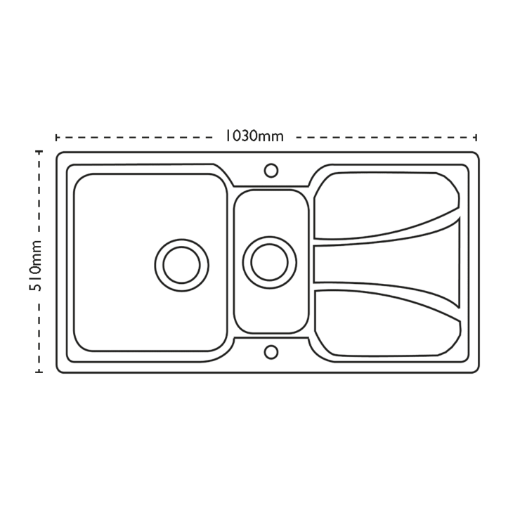 Carron Phoenix Zeta 150 1.5 Bowl Chrome Stainless Steel Kitchen Sink- Reversible Drainer