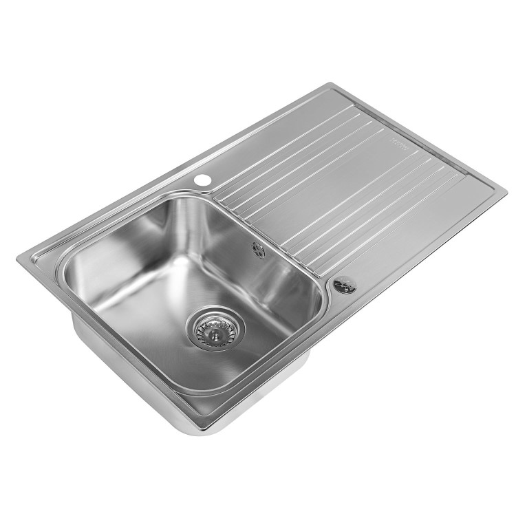 Carron Phoenix Rapid 90 Single Bowl Chrome Stainless Steel Kitchen Sink- Reversible Drainer