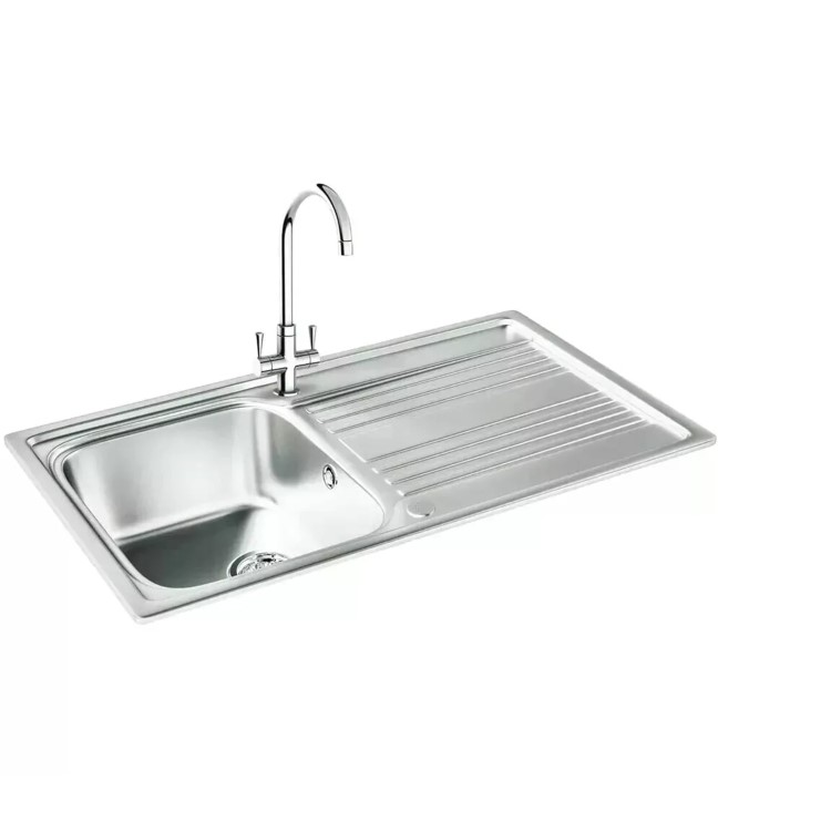 Carron Phoenix Rapid 90 Single Bowl Chrome Stainless Steel Kitchen Sink- Reversible Drainer