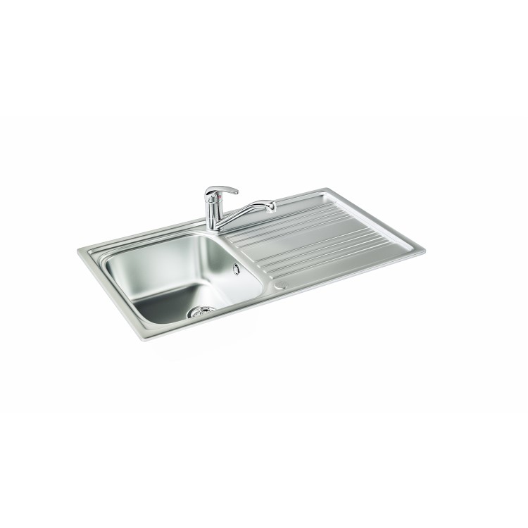 Carron Phoenix Rapid 90 Single Bowl Chrome Stainless Steel Kitchen Sink- Reversible Drainer