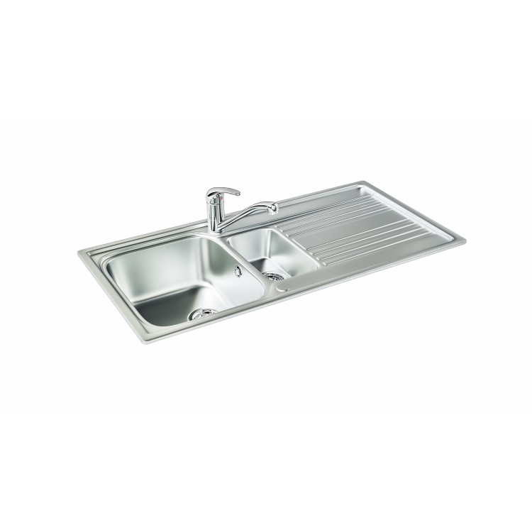 Carron Phoenix Rapid 150 1.5 bowl Chrome Stainless Steel Kitchen Sink- Reversible Drainer