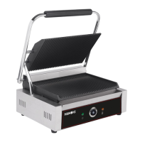 Hamoki PG-MA Single Large Bistro Contact Grill Ribbed Top and Bottom Plate. 13 amp Plug In Panini Grill