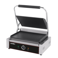 Hamoki PG-MB Single Large Bistro Contact Grill Smooth Flat Top and Bottom Plates. 13 amp Plug In Panini Grill