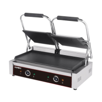 Hamoki PG-25C Twin Contact Grill Ribbed Top And Flat Bottom Plates 2 x 13amp Plug In Panini Grill