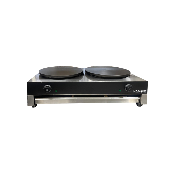 Hamoki CM-2 Twin Crepe Maker 2 x 400mm Diameter Cast Iron Plates 2 x 13 amp Plugs