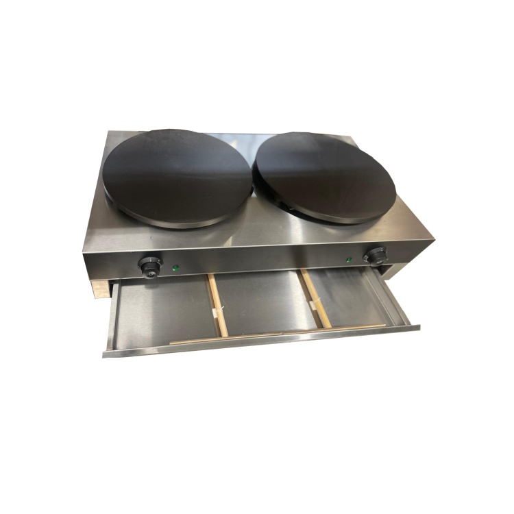 Hamoki CM-2 Twin Crepe Maker 2 x 400mm Diameter Cast Iron Plates 2 x 13 amp Plugs