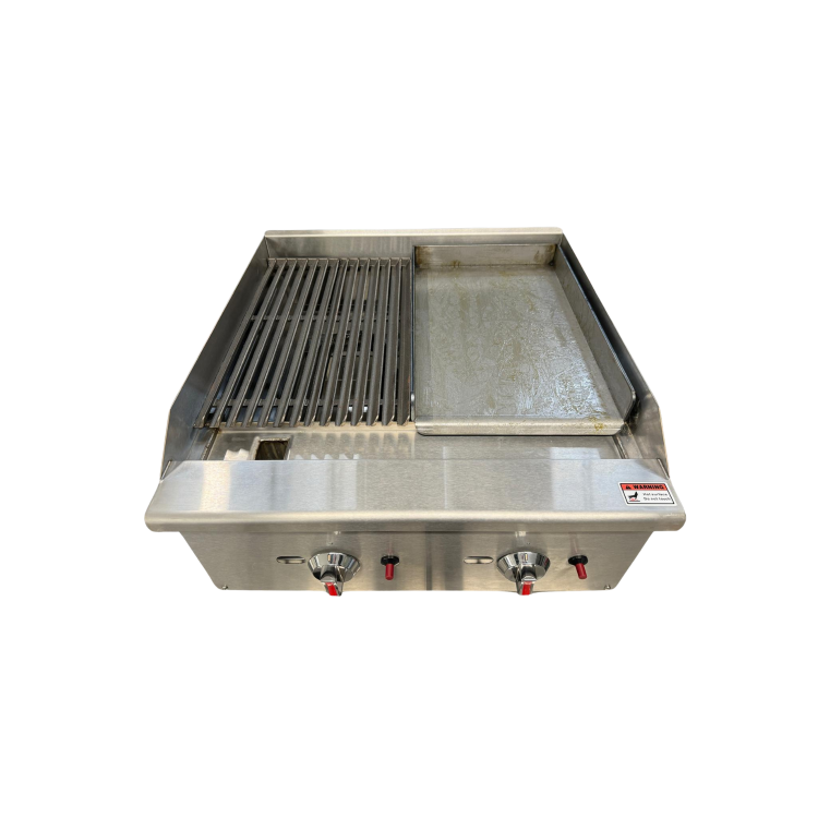 Hamoki ECB-24SX Premium Gas Countertop 2 Burner Charbroiler Dual Controls 60000 btu