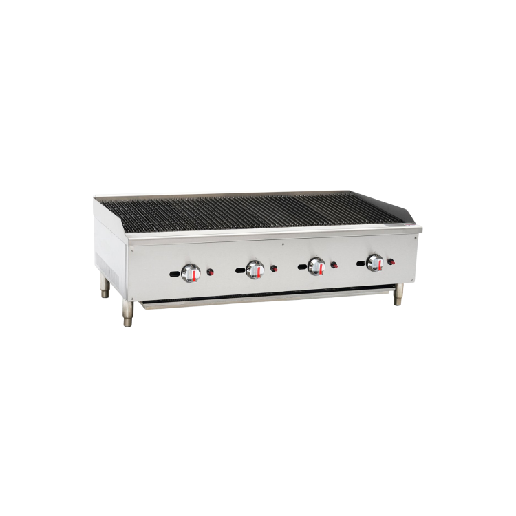 Hamoki ECB-48SX Premium Extra Large Gas Countertop 4 Burner Charbroiler Quad Controls 120000 Btu/hr