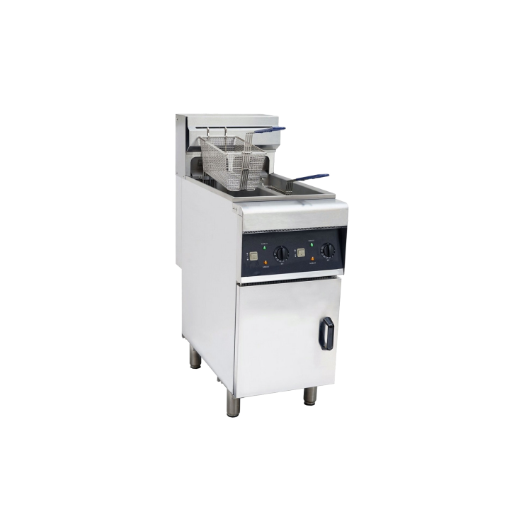 Hamoki DF-10L-2 Commercial Electric Fryer Freestanding Twin Tank With Twin Baskets 2 x 10ltr Single Phase Hardwired 6kW+6kW