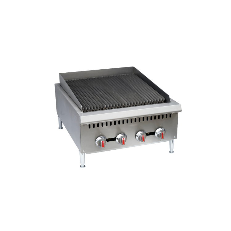 Hamoki GCB-24 Heavy Duty 4 Burner Gas Radiant Charbroiler Four Controls 80000btu