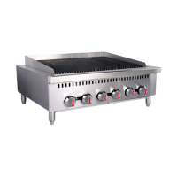 Hamoki GCB-36 Large 6 Burner Heavy Duty Gas Radiant Charbroiler 6 Controls 120000btu