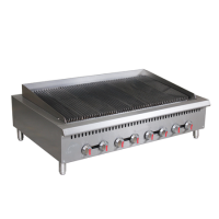 Hamoki GCB-48 Extra Large 8 Burner Heavy Duty Gas Radiant Charbroiler 8 Controls 160000 Btu/hr