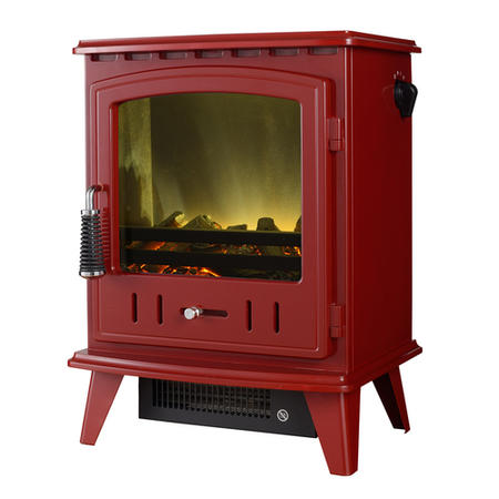 Stove Red Electric Traditional Stove Fire with a LED Flame Effect on a Log Effect Bed