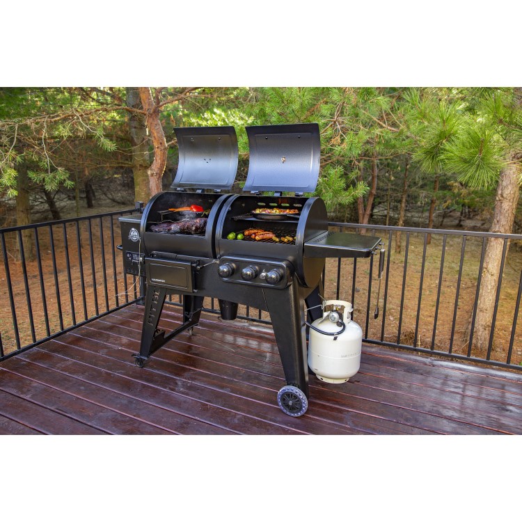 Pit Boss Navigator 1230 Pellet Smoker and 3 Burner Gas Combo BBQ Grill PB1230CN