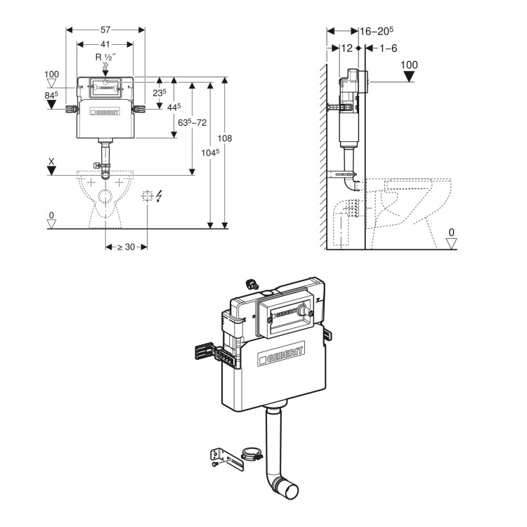 Geberit Delta 120mm Concealed Cistern