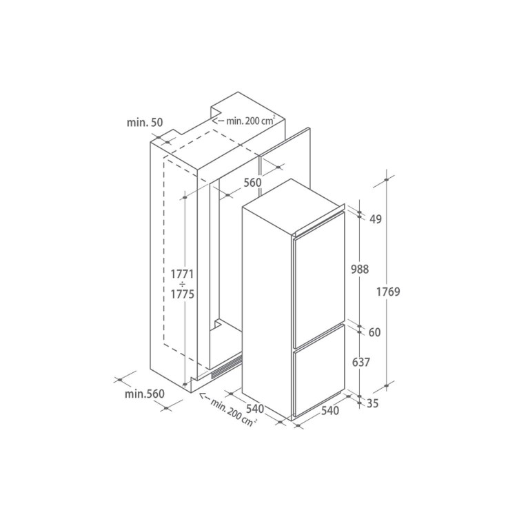 Candy CKBC3150E/1K 70-30 Integrated Fridge Freezer