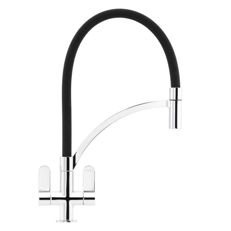 Franke Zelus Dual Lever Monobloc Pull Out Kitchen Tap- Chrome & Black