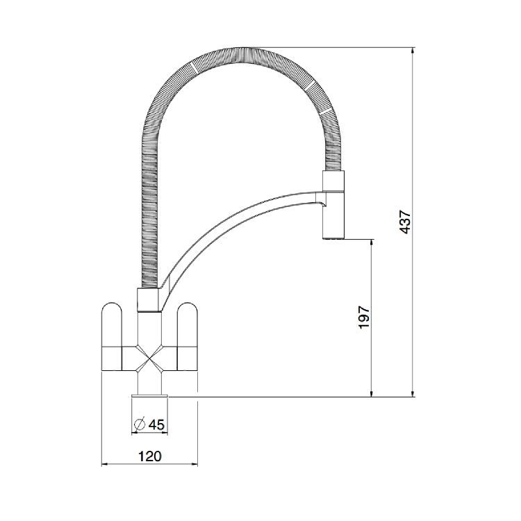 Franke Zelus Dual Lever Monobloc Pull Out Kitchen Tap- Chrome & Black