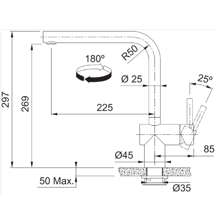 Franke Atlas Neo Single Lever Monobloc Mixer Kitchen Tap- Black