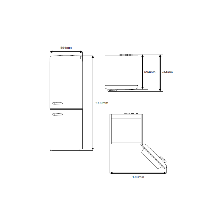 CDA 330 Litre 60/40 Retro Freestanding Fridge Freezer - Florence Barley