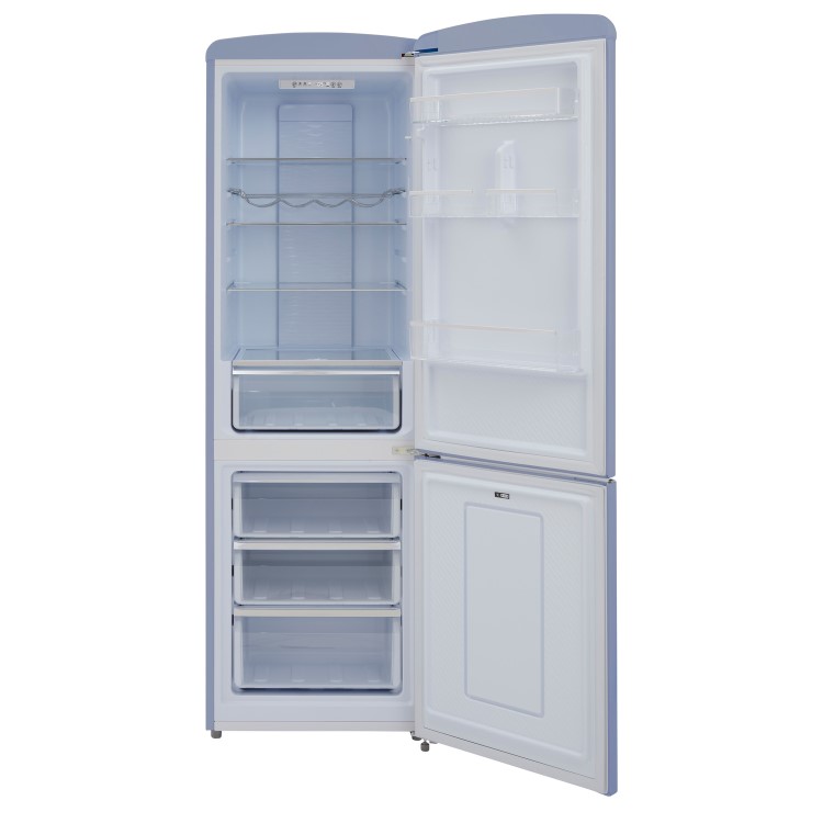 Refurbished CDA Florence Sea Holly Freestanding 330 Litre 60/40 Retro Frost Free Fridge Freezer Blue