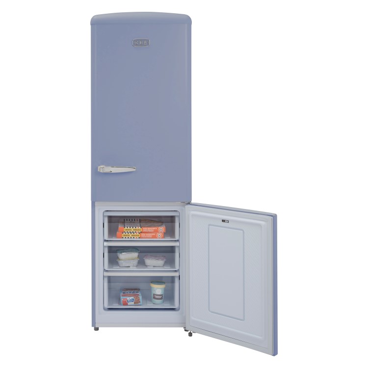 Refurbished CDA Florence Sea Holly Freestanding 330 Litre 60/40 Retro Frost Free Fridge Freezer Blue