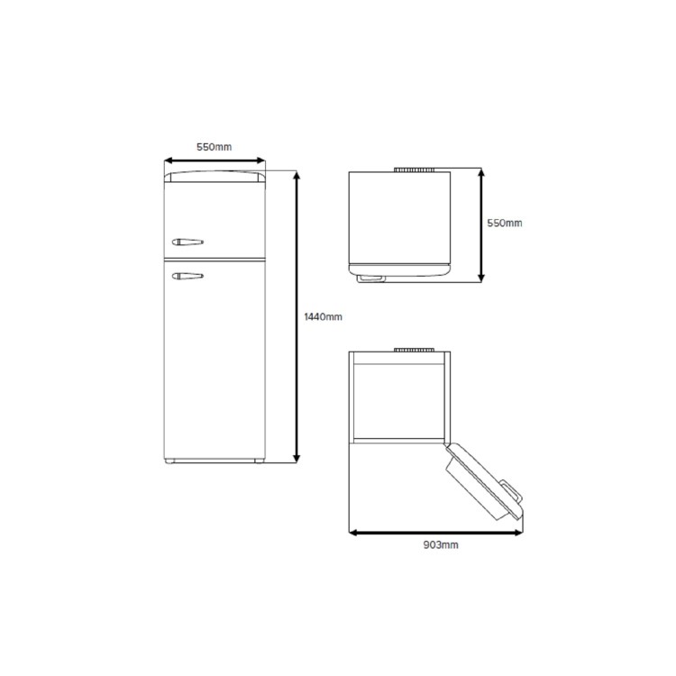 CDA 206 Litre Top Mount Retro Freestanding Fridge Freezer - Betty Sea Holly