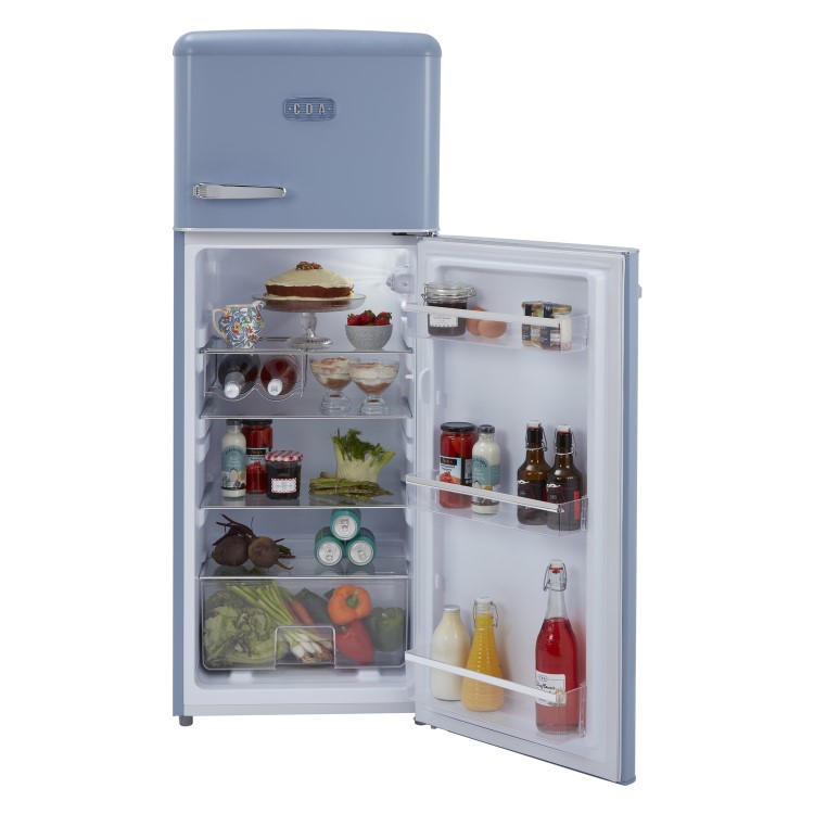 CDA 206 Litre Top Mount Retro Freestanding Fridge Freezer - Betty Sea Holly