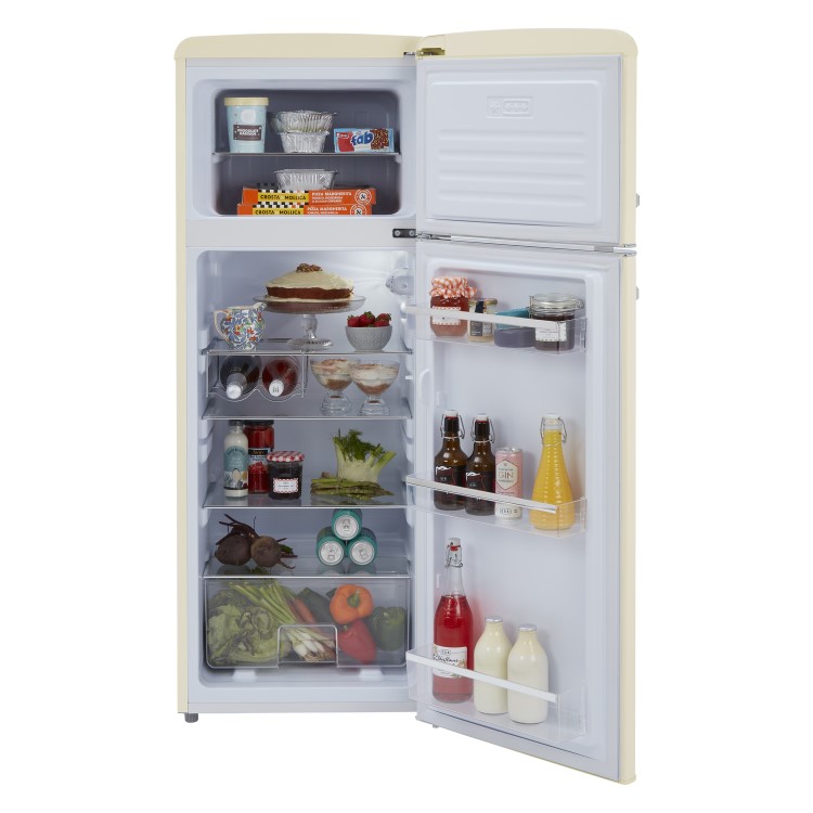 Refurbished CDA Betty Barley Freestanding 206 Litre Top Mount Retro Fridge Freezer Cream