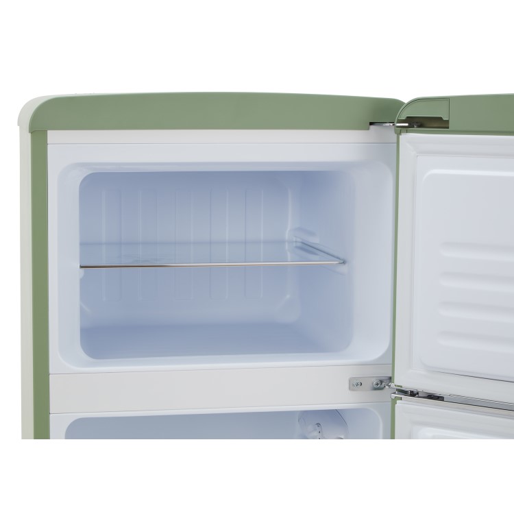 Refurbished CDA Betty Meadow Freestanding 206 Litre Top Mount Retro Fridge Freezer Green