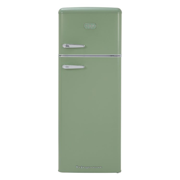 Refurbished CDA Betty Meadow Freestanding 206 Litre Top Mount Retro Fridge Freezer Green