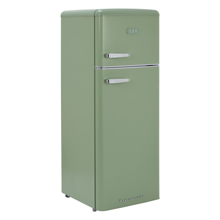 Refurbished CDA Betty Meadow Freestanding 206 Litre Top Mount Retro Fridge Freezer Green