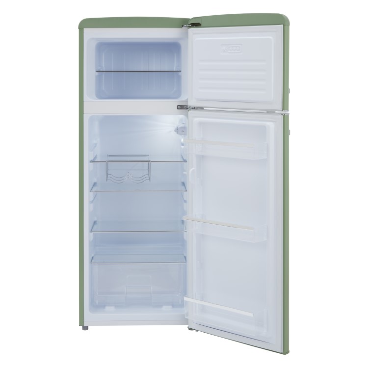 Refurbished CDA Betty Meadow Freestanding 206 Litre Top Mount Retro Fridge Freezer Green