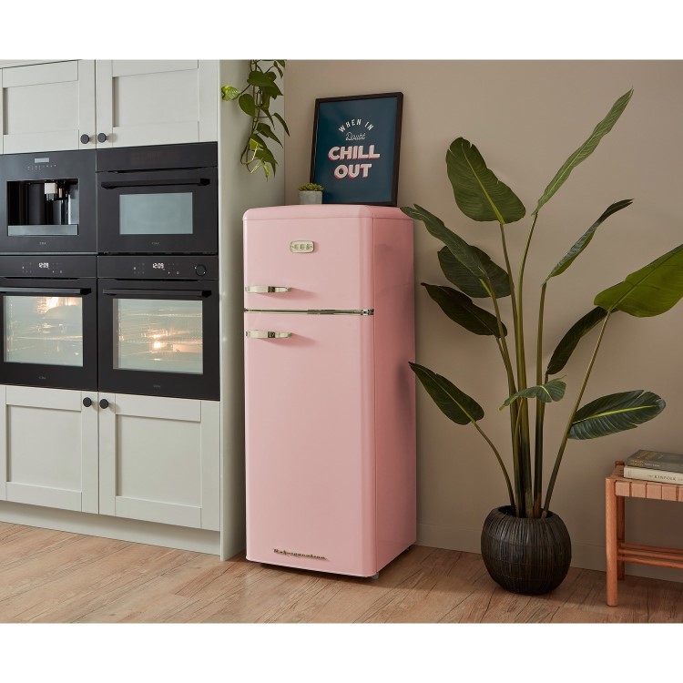 CDA 206 Litre Top Mount Retro Freestanding Fridge Freezer - Betty Tea Rose