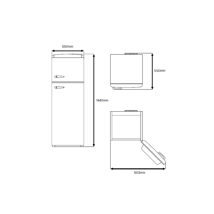 CDA 206 Litre Top Mount Retro Freestanding Fridge Freezer - Betty Tea Rose