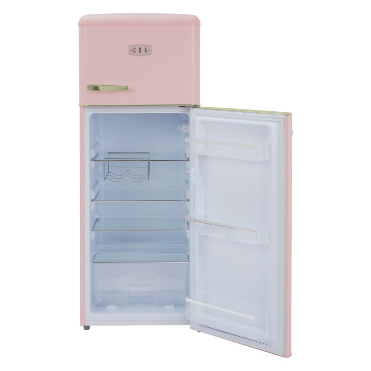 CDA 206 Litre Top Mount Retro Freestanding Fridge Freezer - Betty Tea Rose