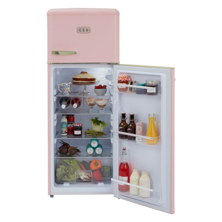 CDA 206 Litre Top Mount Retro Freestanding Fridge Freezer - Betty Tea Rose