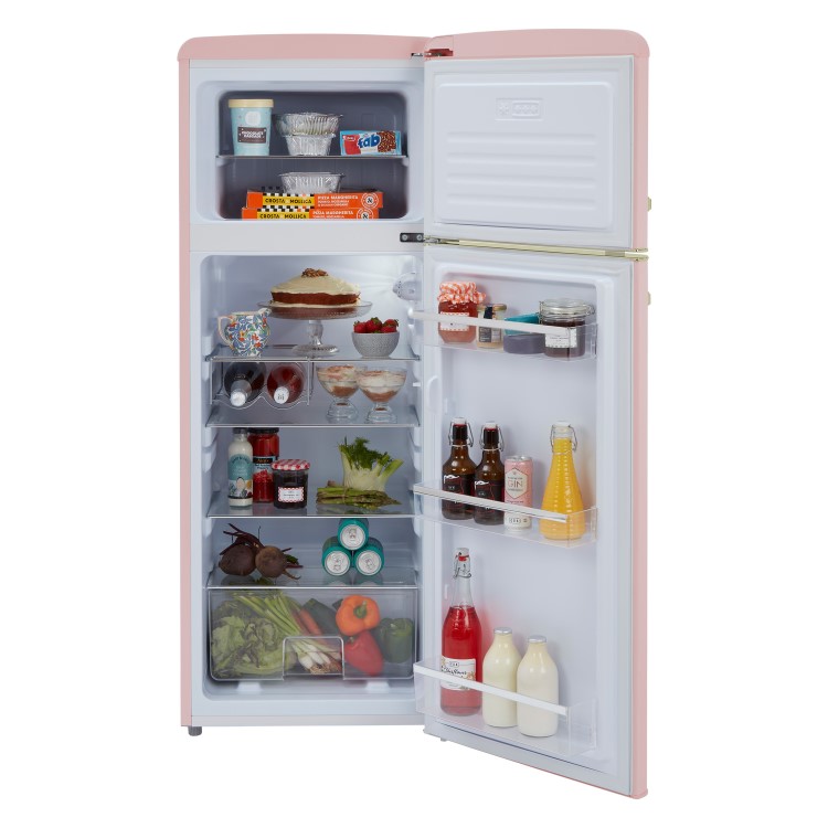 CDA 206 Litre Top Mount Retro Freestanding Fridge Freezer - Betty Tea Rose